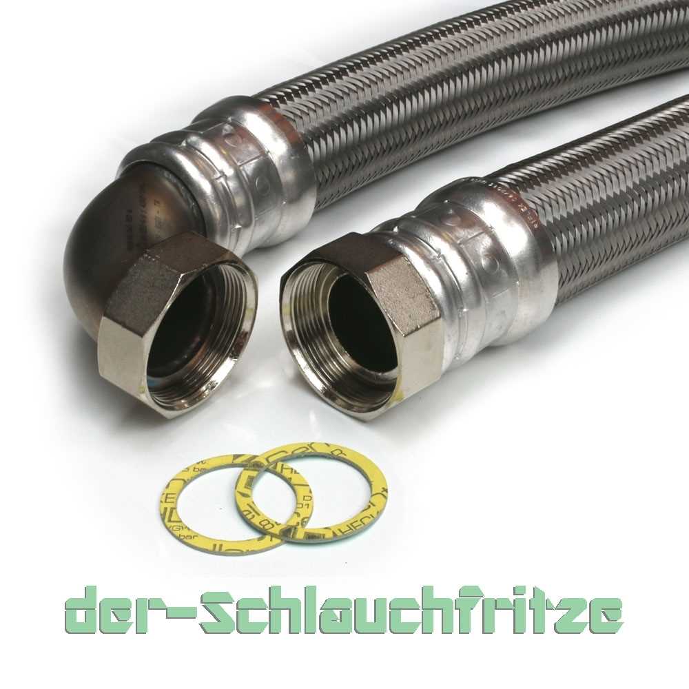 miniatuur 2 - Panzerschlauch Edelstahl Flexschlauch DN50 2&#034;ÜM x 2&#034;ÜM Bogen Heizung, 30cm-2m